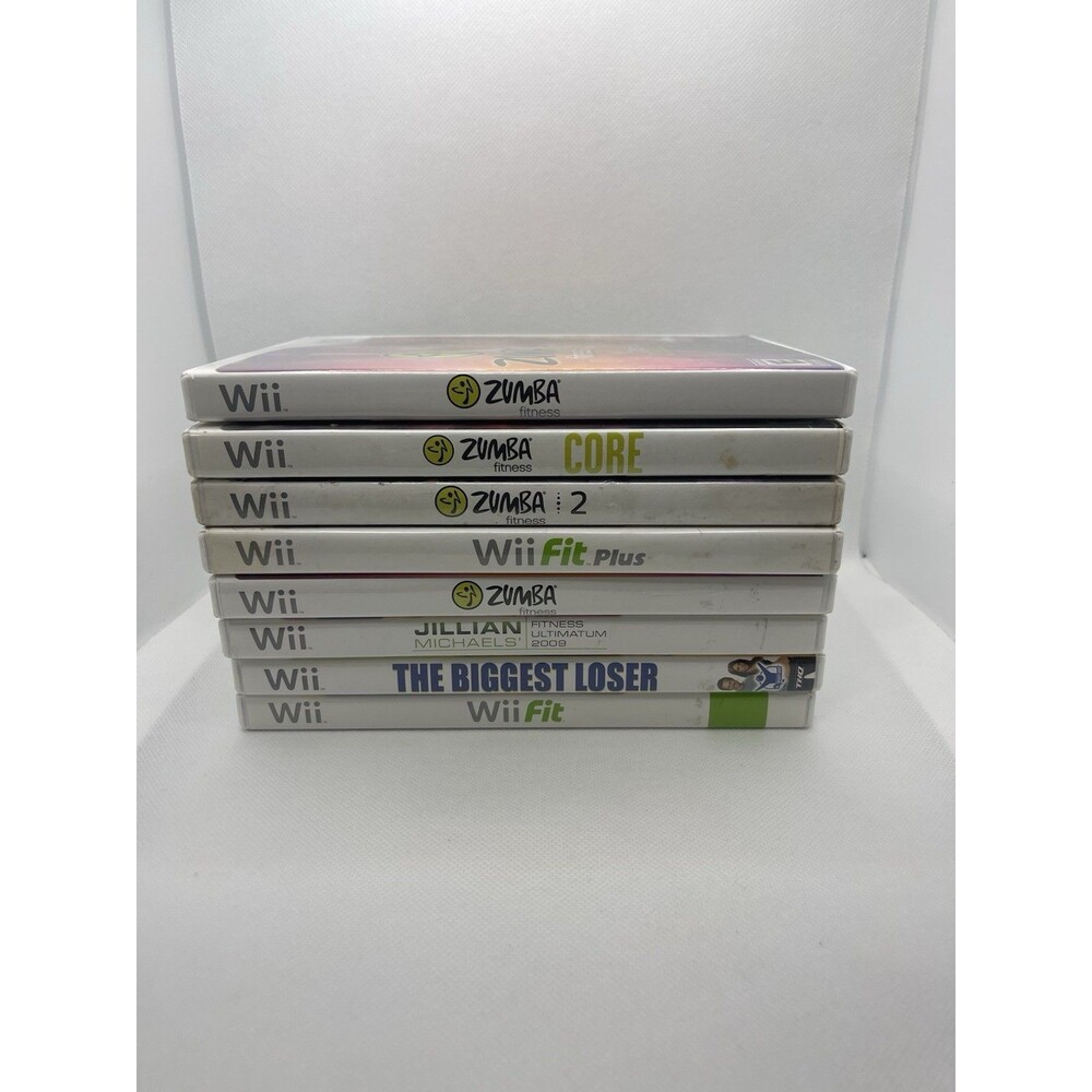 Lot of 8 Fitness Games - Nintendo Wii Zumba, Wii Fit, Biggest Loser Etc